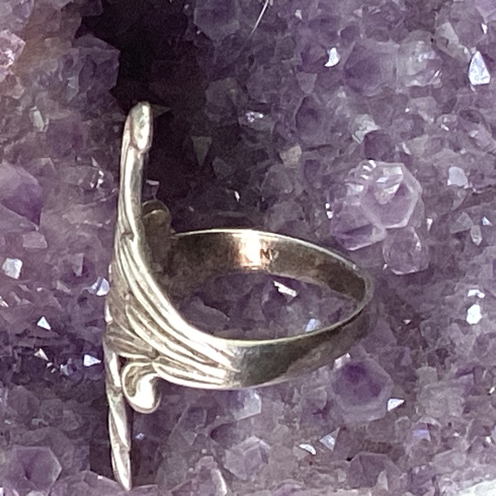 ANGEL WINGS VINTAGE STERLING SILVER RING Sz.6 Adjustable to 5 1/2-6 1/2 - Picture 6 of 6